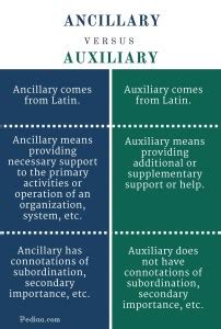 Difference Between Ancillary and Auxiliary .